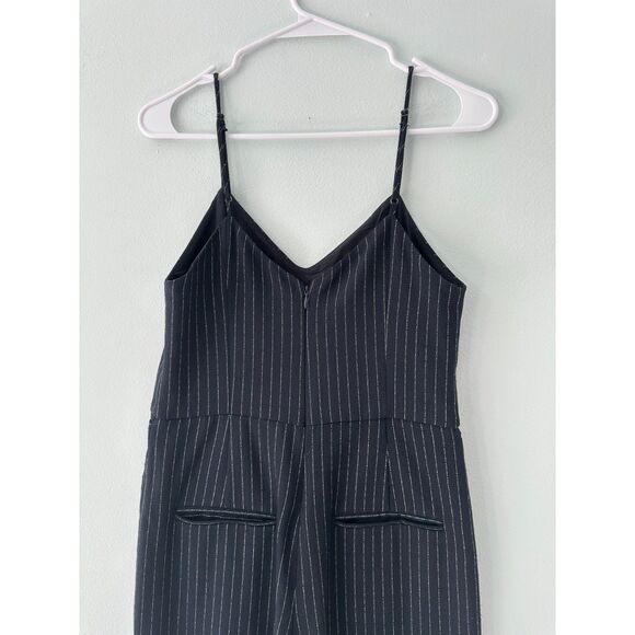 Anthropologie The Essential Jumpsuit Navy Pinstripe Flare One Piece size 0 - Picture 9 of 9